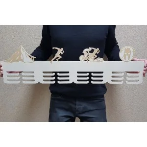 80cm wooden medal hanger with laser engraving ATHLETICS, TRIATHLON