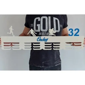 80cm wooden medal hanger with colored name