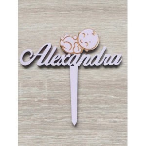 Wooden stake custom-made with the name width 15cm painted baby - light pink