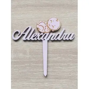 Wooden stake custom-made with the name width 15cm painted baby - light pink