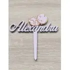 Wooden stake custom-made with the name width 15cm painted baby - light pink