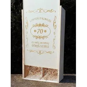 Wooden wine gift box 2x0.75l - gift for 70th birthday - ornament 2
