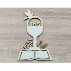 Wooden carving chalice grapes 15x22cm