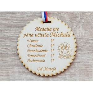 Darček pre pána učiteľa medaila 9cm