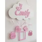 Wooden cloud with name and birth information 35cm