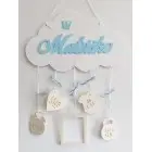 Wooden cloud with name and birth information 35cm