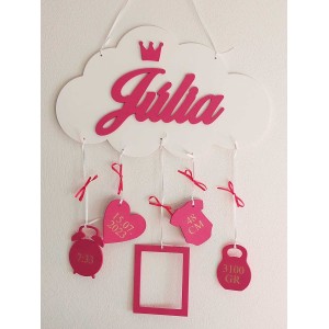 Meno s údajmi o narodení na obláčiku 35cm