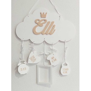 Name on the cloud Elli with birth information 35cm