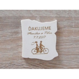 Hochzeitsmagnete Mit einem Fahrrad 5x5,5cm