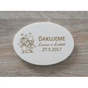 Svadobné magnetky K manželia so srdiečami 5x7cm