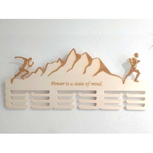 Wooden medal holder intricate design with laser engraving 55cm athletics 2