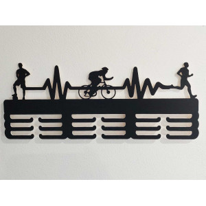 Wooden medal hanger painted 55cm PULZ 3 sports 2