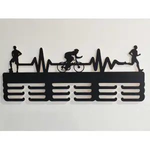 Wooden medal hanger painted 55cm PULZ 3 sports 2