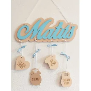 Name with background and data - Matthias + blau + braun