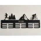 Drevený vešiak na medaily atletika maľovaný 55cm s gravírovaním