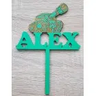 Wooden custom-made fishing rod holder with the name Martin, width 15cm, painted in black