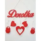 5 závesných doplnkov s menom farba červená