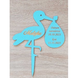 Wooden custom-made stork stake width 15cm painted