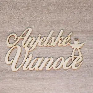 Wooden sign Angelic Christmas 20cm