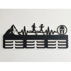 Wooden medal hanger couple painted 55cm SPARTAN MOUNTAIN RUN 2