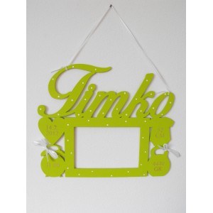 Name with photo frame, color green