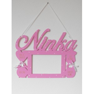 Holzbilderrahmen mit dem Namen in Rosa