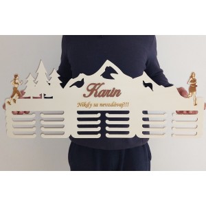 80 cm wooden medal hanger with lasering and name