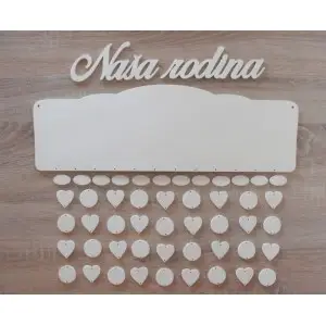 Wooden family calendar with clean edges type B with the inscription "Our Family"