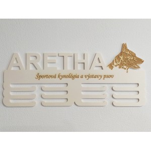 Drevený držiak na medaile s laserovaním 45cm pes Holandský ovčiak krátkosrstý 2
