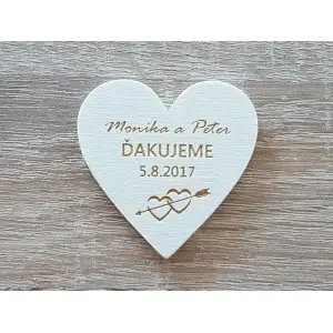 Svadobné magnetky B srdiečka so šípom 5,5x5,5cm