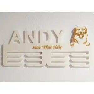 Wooden medal holder with engraving 45cm dog Pyrenean Mountain Dog 2