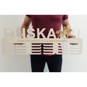 80 cm wooden medal hanger with lasering and name - Show...