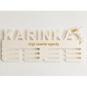 Drevený držiak na medaile s laserovaním 45cm tanec - dance 2