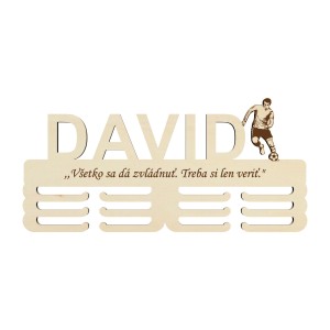 Wooden medal holder with laser engraving 45cm football