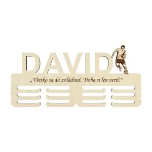 Wooden medal holder with laser engraving 45cm football