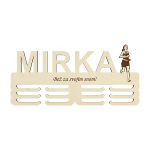 Drevený držiak na medaile s laserovaním 45cm beh