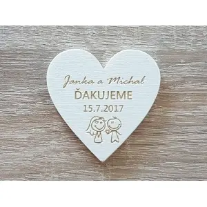Svadobné magnetky B manžel dáva srdiečko 5,5x5,5cm