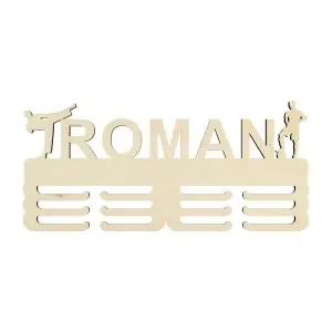 Medal hanger with the names karate and football