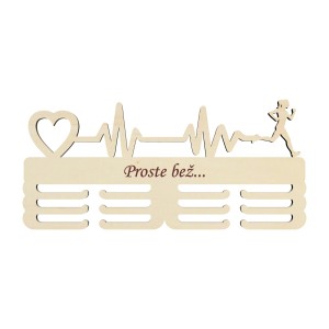 Holzmedaillenhalter mit gelasertem Text 45 cm Herzschlagimpuls