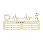 Drevený držiak na medaile s laserovaným textom 45cm pulz srdca