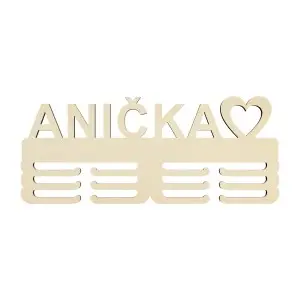 Wooden medal hanger with name and heart 45cm