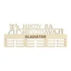 Drevený držiak na medaily nikdy sa nevzdávaj! s laserovaním 55cm