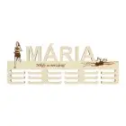 Holzmedaillehalter mit Namen und lasergeschnittenem Text 55 cm Laufen Schwimmen