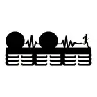 Holzmedaillenhaken, 55 cm lang, 2 Haken - schwarz