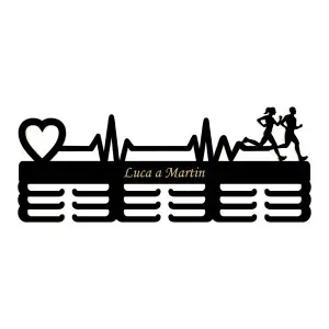 Wooden medal hanger painted 55cm with engraving - black