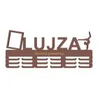 Drevený vešiak na medaily maľovaný 55cm fotorámik a gravír. text na mieru