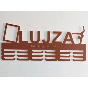 Wooden medal hanger painted 55cm photo frame and engraving. Custom text 2