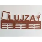 Drevený vešiak na medaily maľovaný 55cm fotorámik a gravír. text na mieru