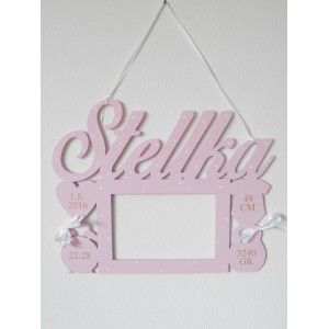 Children's photo frame with name, light pink color 2