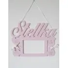 Detský fotorámik s menom farba svetloružová